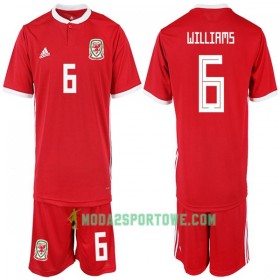 Koszulka Walia WILLIAMS 6 Dziecięcy Domowe Stroje Piłkarskie 2018-2019 Krótki Rękaw